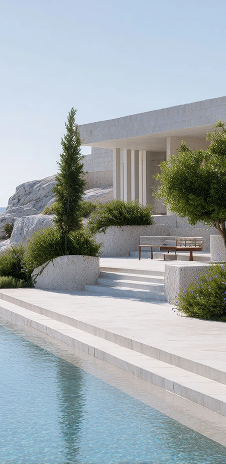 Coastal Mediterranean Villa Deck