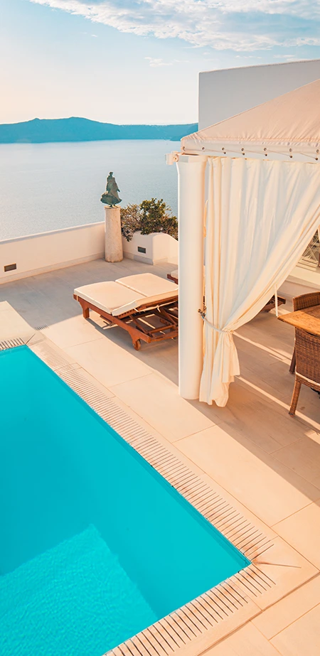 Luxury Villa Terrace with Santorini Caldera View